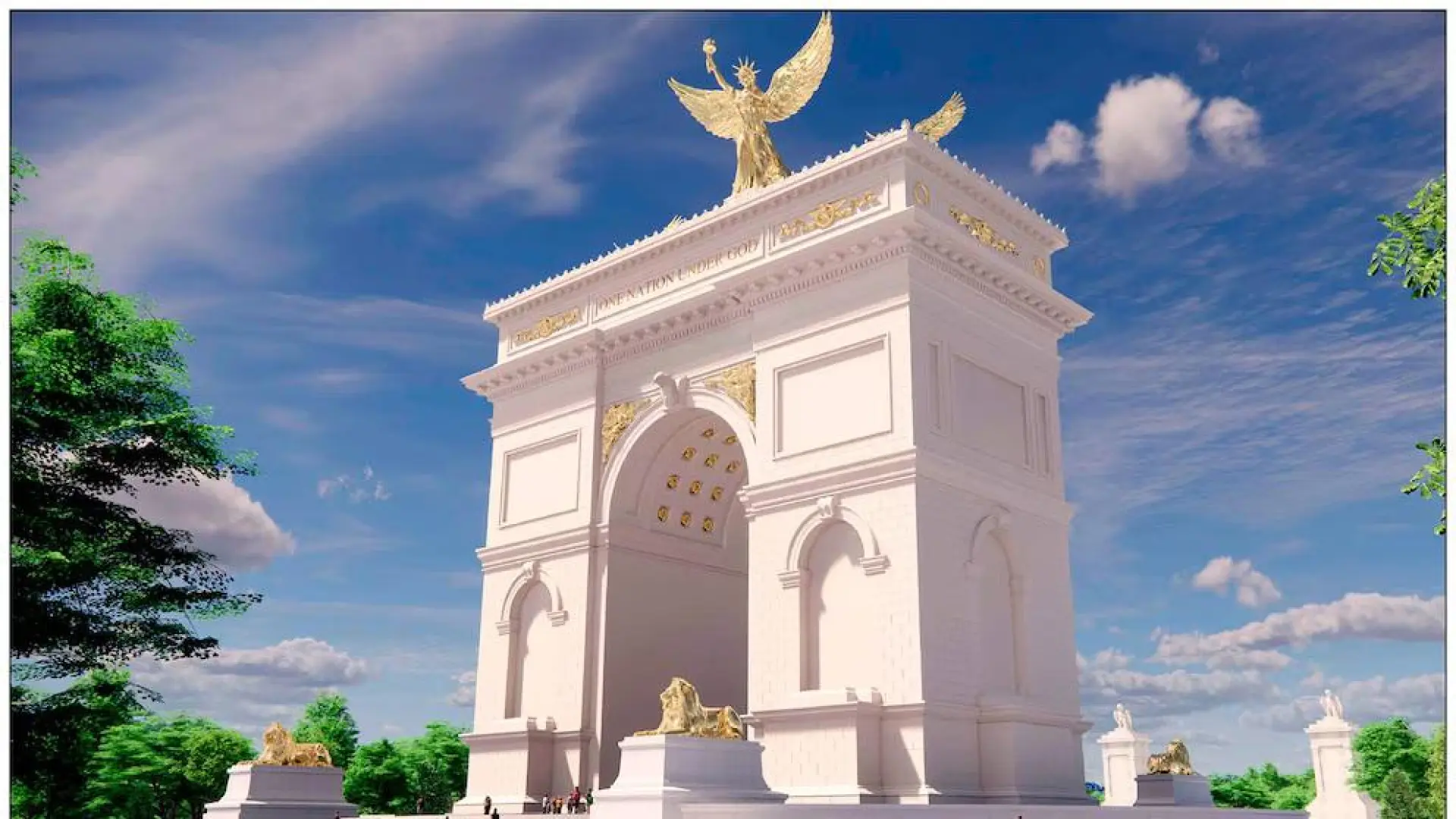 La Comisión de Bellas Artes aprueba el arco del triunfo de Trump en Washington, pero rebaja su altura y retira cuatro leones