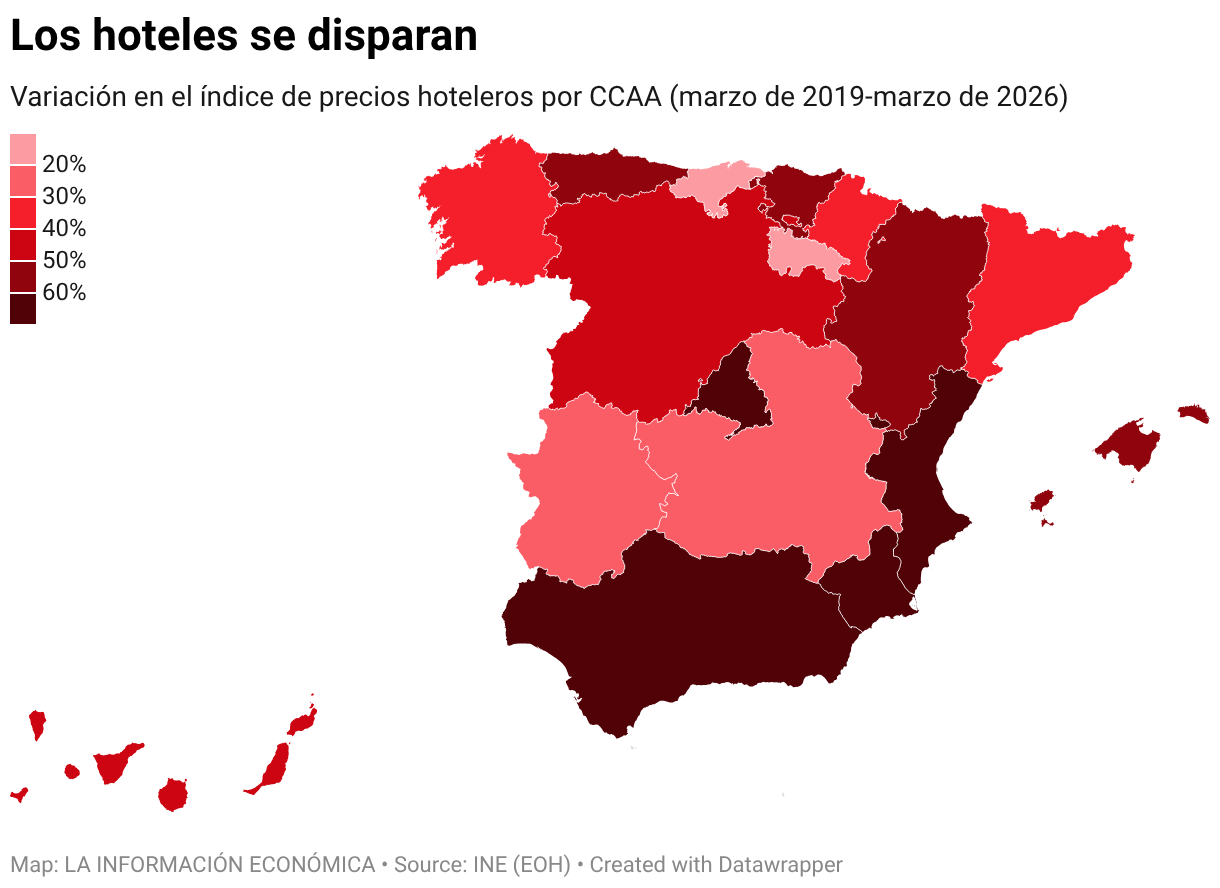 Los hoteles se disparan (Choropleth map)