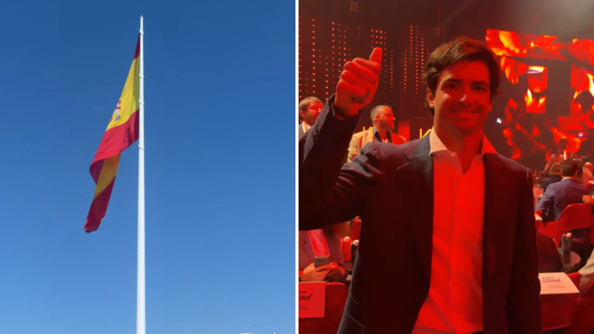 La bandera más alta de España corona el Madring: así ha sido su izado con Carlos Sainz