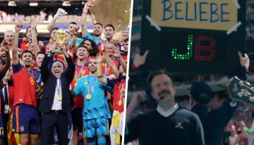 Apple se coló en la victoria de España con un detalle en el estadio que solo los fans de 'Ted Lasso' entendieron