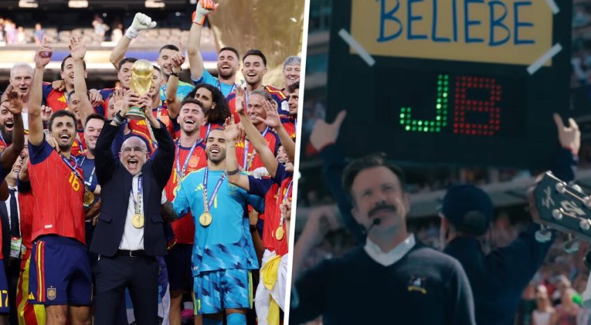 Apple se coló en la victoria de España con un detalle en el estadio que solo los fans de 'Ted Lasso' entendieron