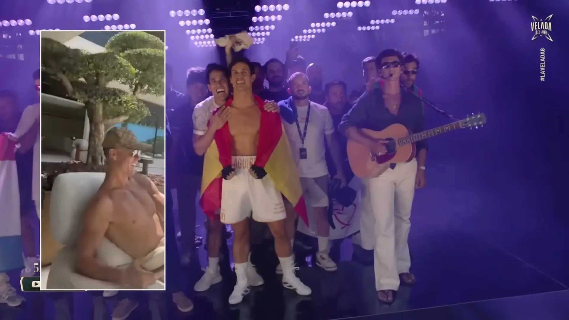 Edu Aguirre y un homenaje sin fin a Cristiano en 'La Velada del Año VI': vídeo del futbolista, su celebración… ¡y ropa interior de su marca!