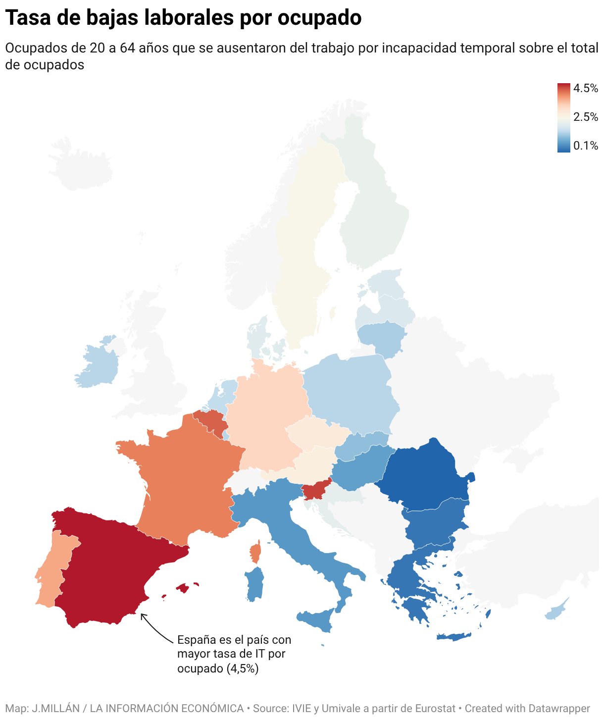Tasa de bajas laborales por ocupado (Choropleth map)