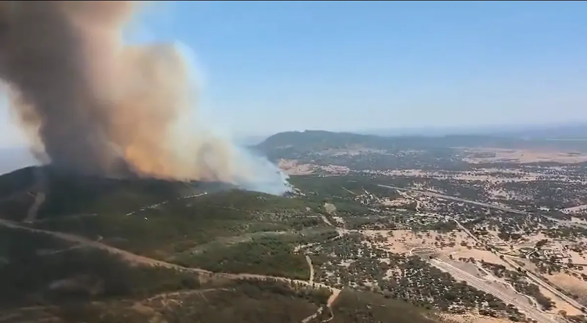 Evacúan las localidades de Grimaldo y Casas de Millán (Cáceres) a causa de un incendio provocado por un camión