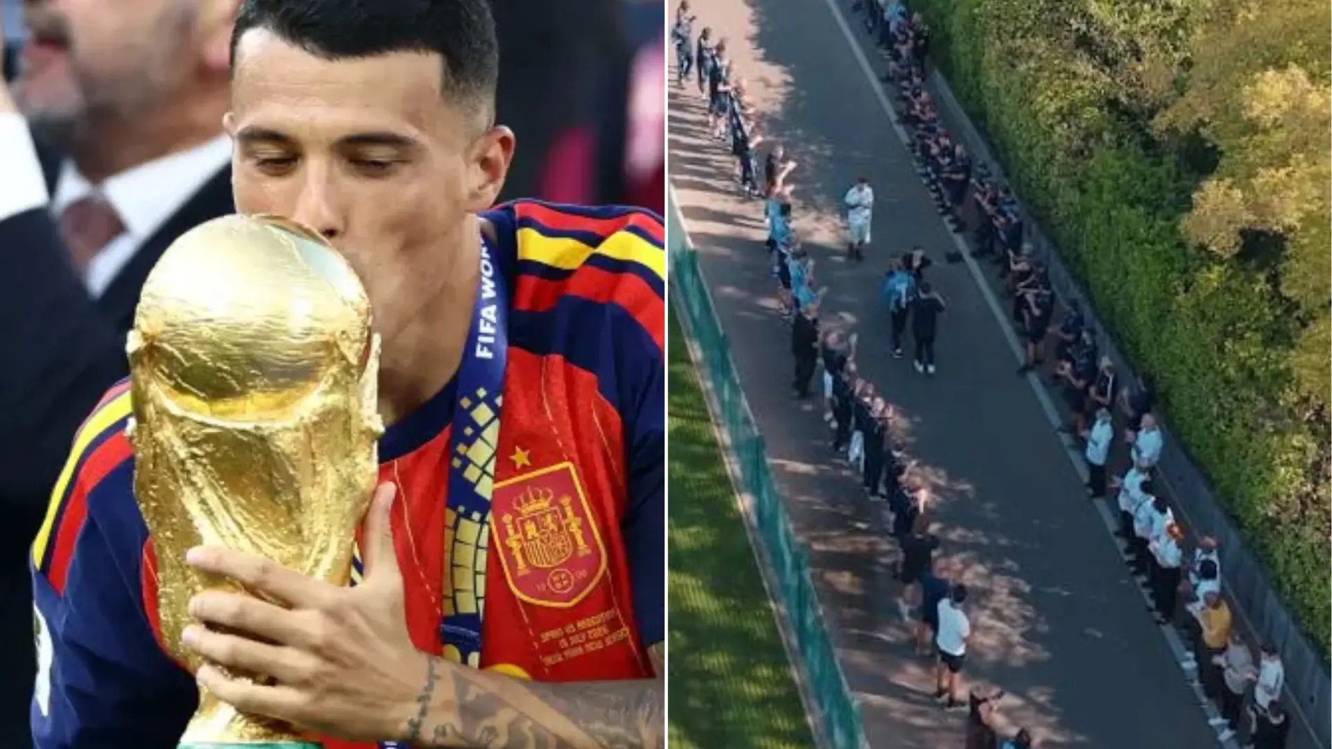 Un recibimiento de película: el Tottenham le brinda un espectacular pasillo a Pedro Porro tras convertirse en campeón del mundo