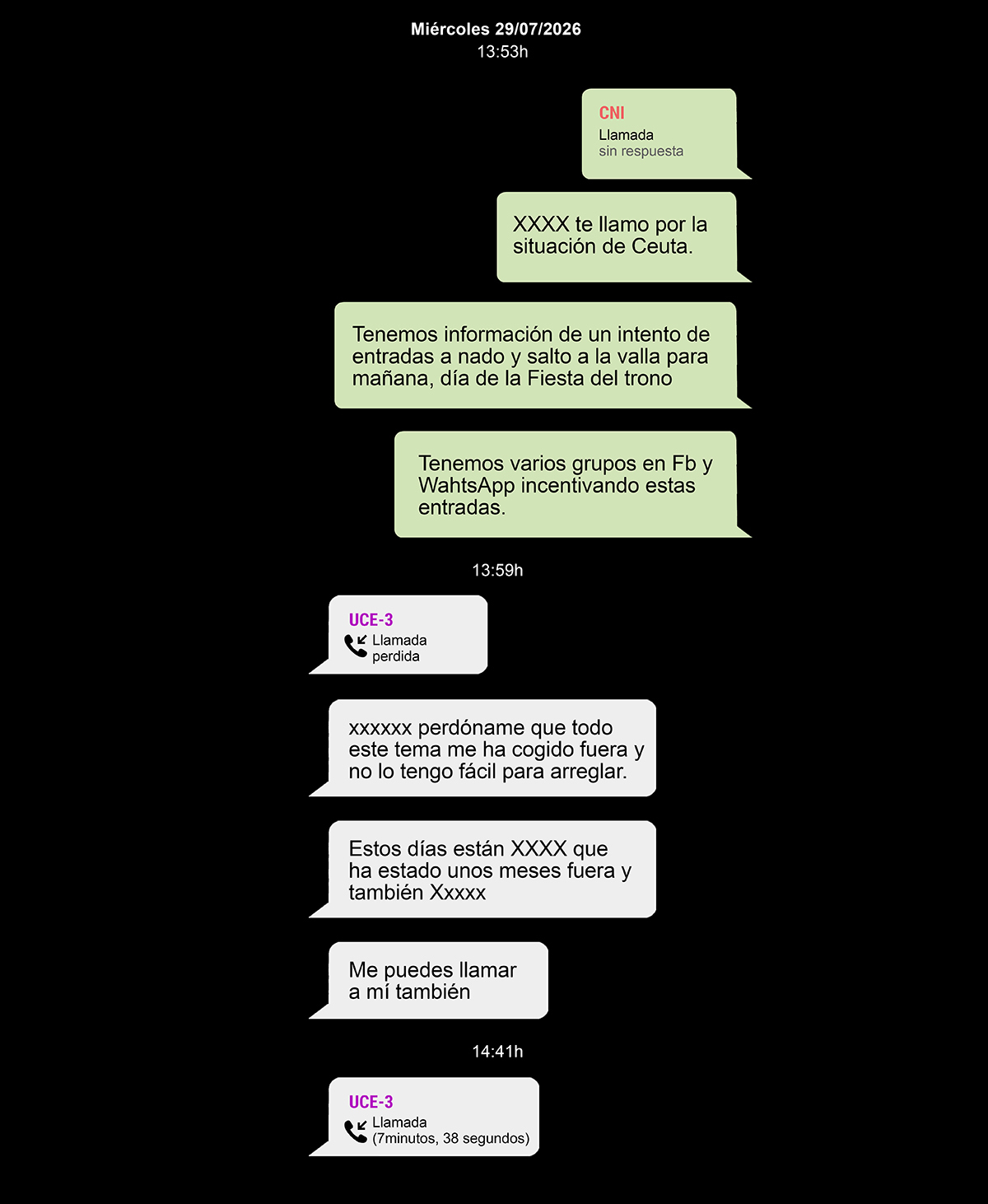 Whatsapps del CNI con la Delegación del Gobierno y la Guardia Civil.
