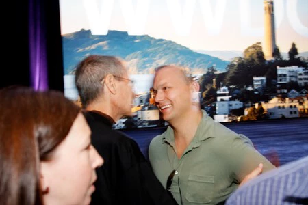 Steve Jobs y Tony Fadell tras la presentació de la WWDC 2008