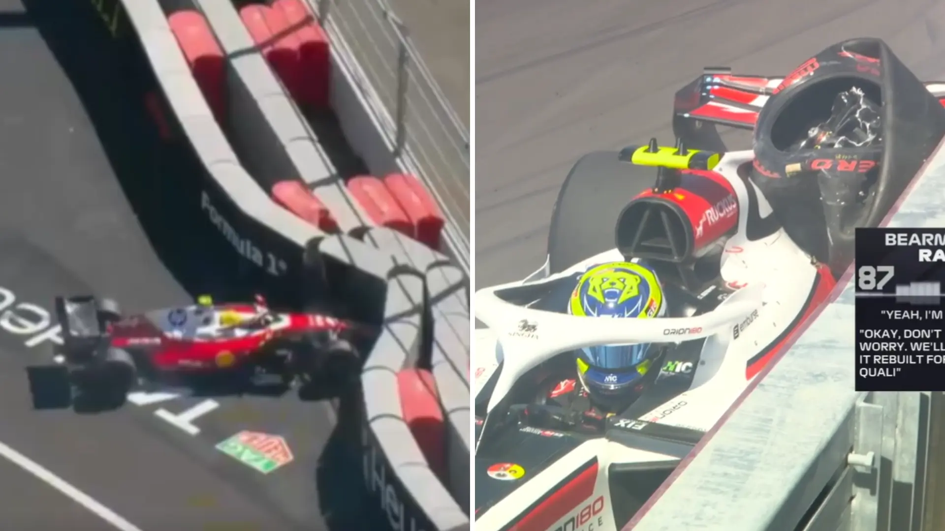 Así han sido los accidentes de Lewis Hamilton y Oliver Bearman en el circuito de Madring
