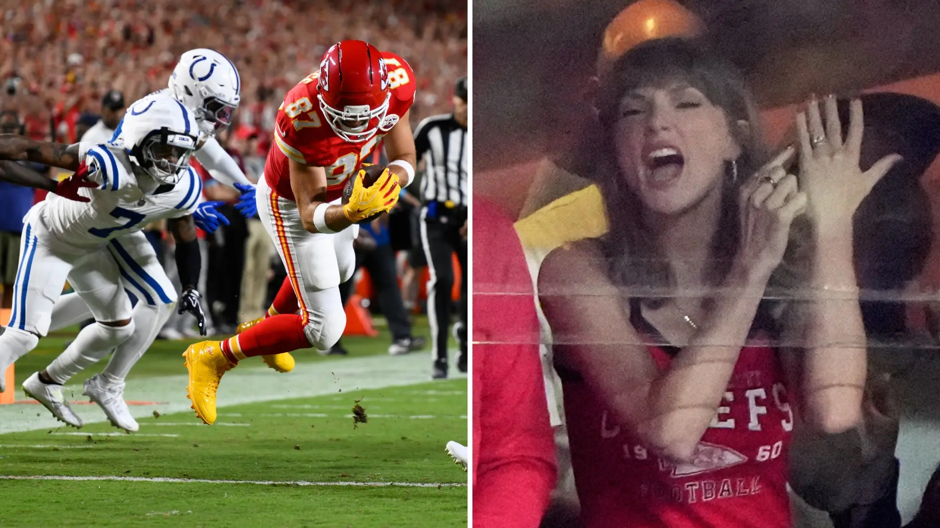 El touchdown de Travis Kelce que desata la locura de Taylor Swift: «Es mi marido»