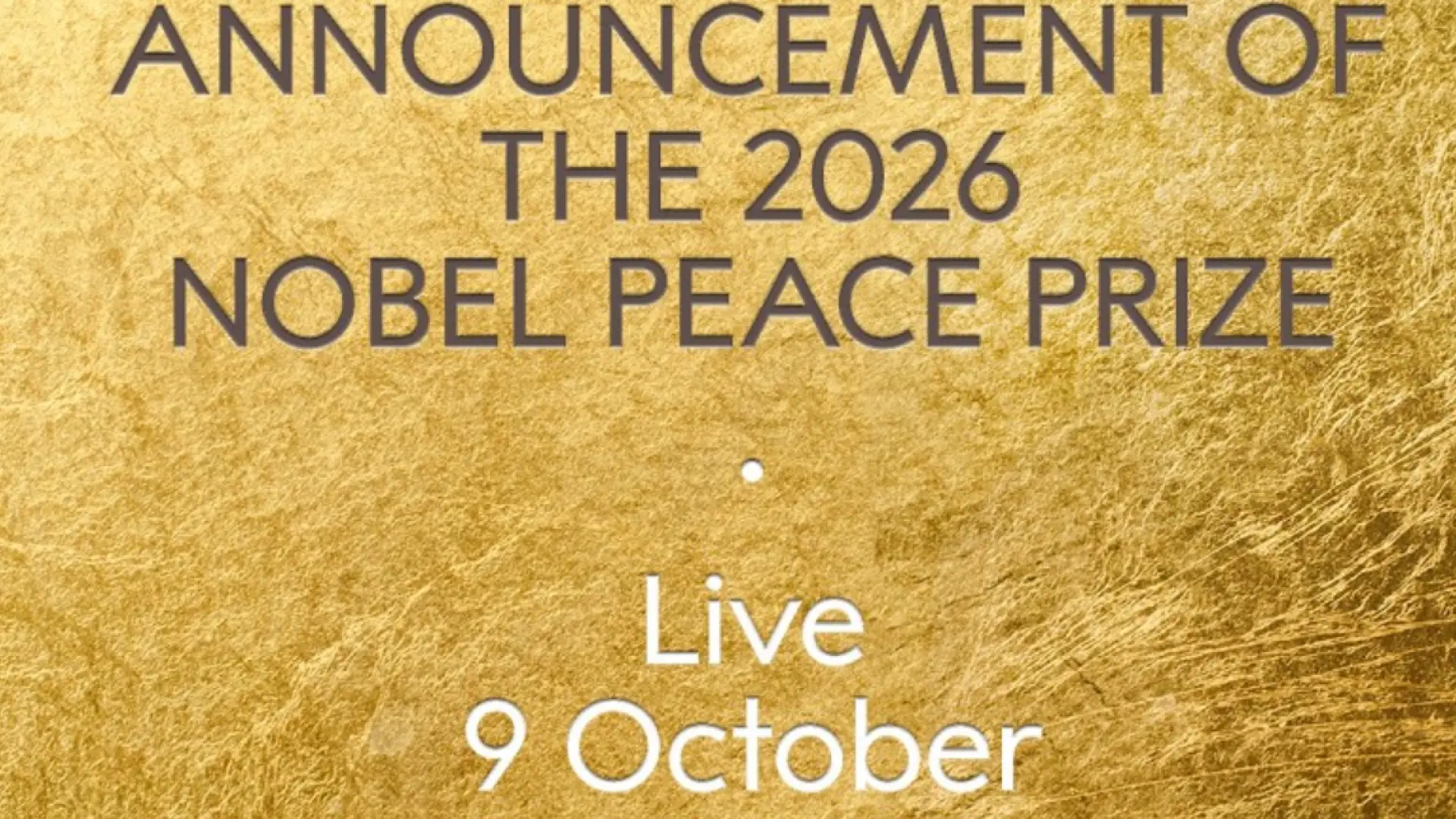 Premio Nobel de la Paz 2026, en directo | Hoy se conoce el ganador del Premio Nobel de la Paz 2026: sigue el anuncio en directo