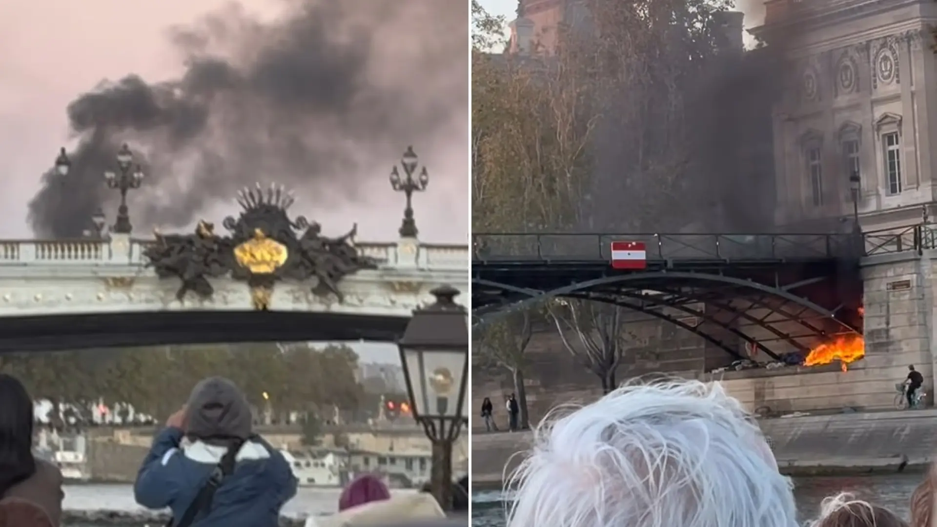 El vídeo de un barco turístico navegando por el Sena mientras los viajeros graban con sus móviles cómo arde París