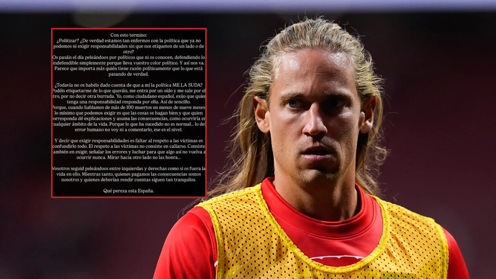 Marcos Llorente responde a las críticas por sus mensajes tras el accidente de tren: «Seguid peleándoos entre izquierdas y derechas»