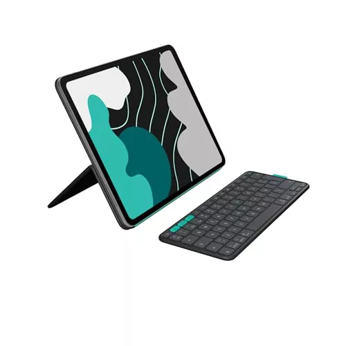 Logitech Flip Folio, Funda Teclado iPad Pro de 13 Pulgadas (M4,M5) | Para iPad Air 13" (M2, M3, M4) (2024-2026): funda protectora, plegable Bluetooth, varios dispositivos, QWERTY ESP - Grafito