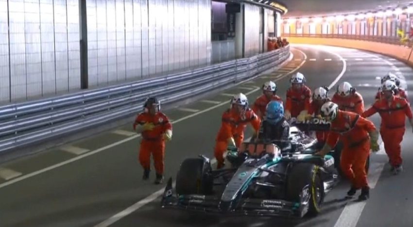 Mercedes tuvo un sábado maldito en el GP de Mónaco de Fórmula 1: palo de Antonelli en la Q1 y Russell quedó varado en el túnel en la Q2