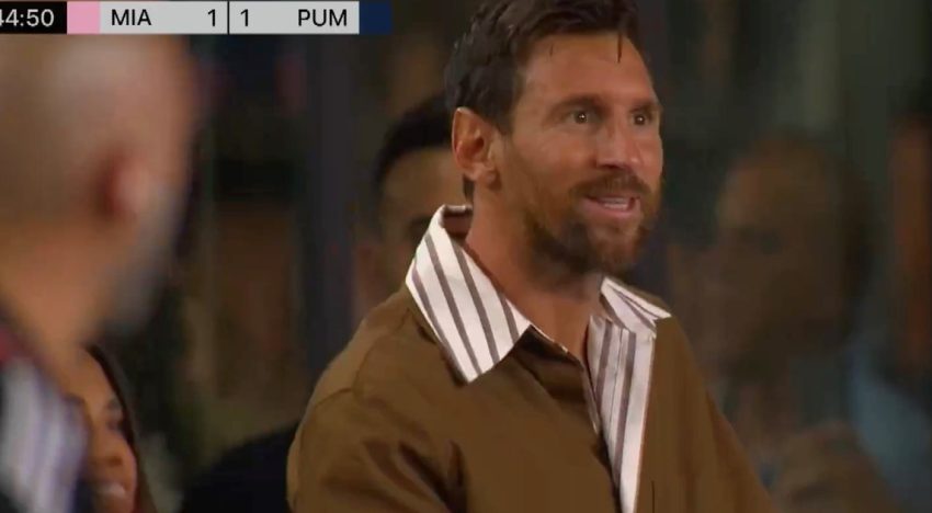 El festejo de Lionel Messi por el primer gol de Rodrigo De Paul en Inter Miami por la Leagues Cup