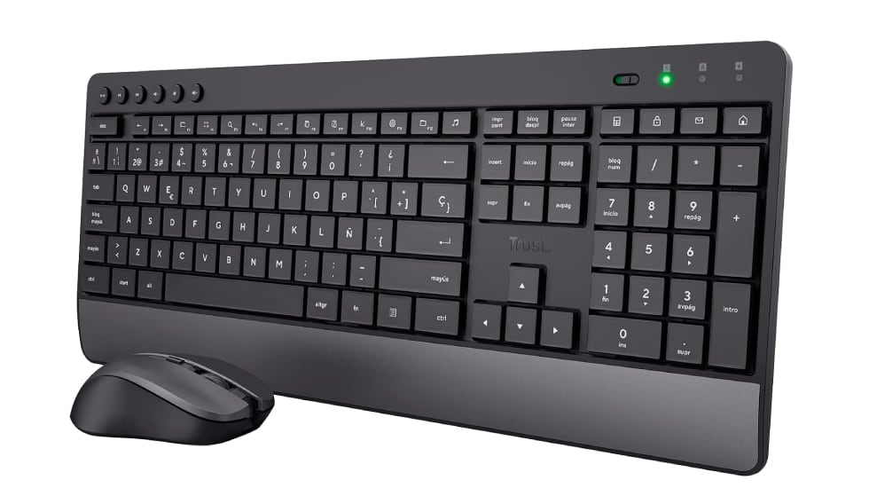 Teclado y ratón inalámbrico Trust para personas ambidiestras.