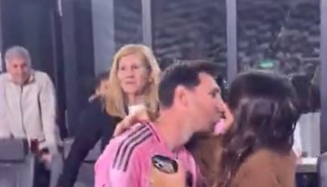 Lionel Messi le dio un tierno beso a Antonela Roccuzzo y ya palpita la final de la MLS contra su «bestia negra» Thomas Müller: «Un pasito más»