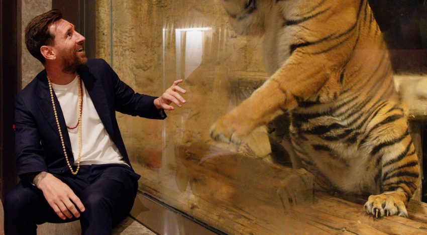 La impactante foto de Messi en su despedida de la India: como un turista más, visitó un centro de conservación animal