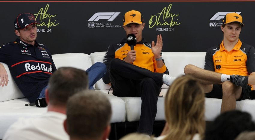 Verstappen, Norris y Piastri, juntos en la previa del GP de Abu Dhabi, y la pregunta más incómoda: ¿los McLaren se dejarán pasar para ganar el título de Fórmula 1?