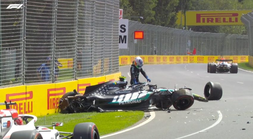 F1 GP de Australia: el momento en que Antonelli perdió el control del Mercedes y chocó contra el muro