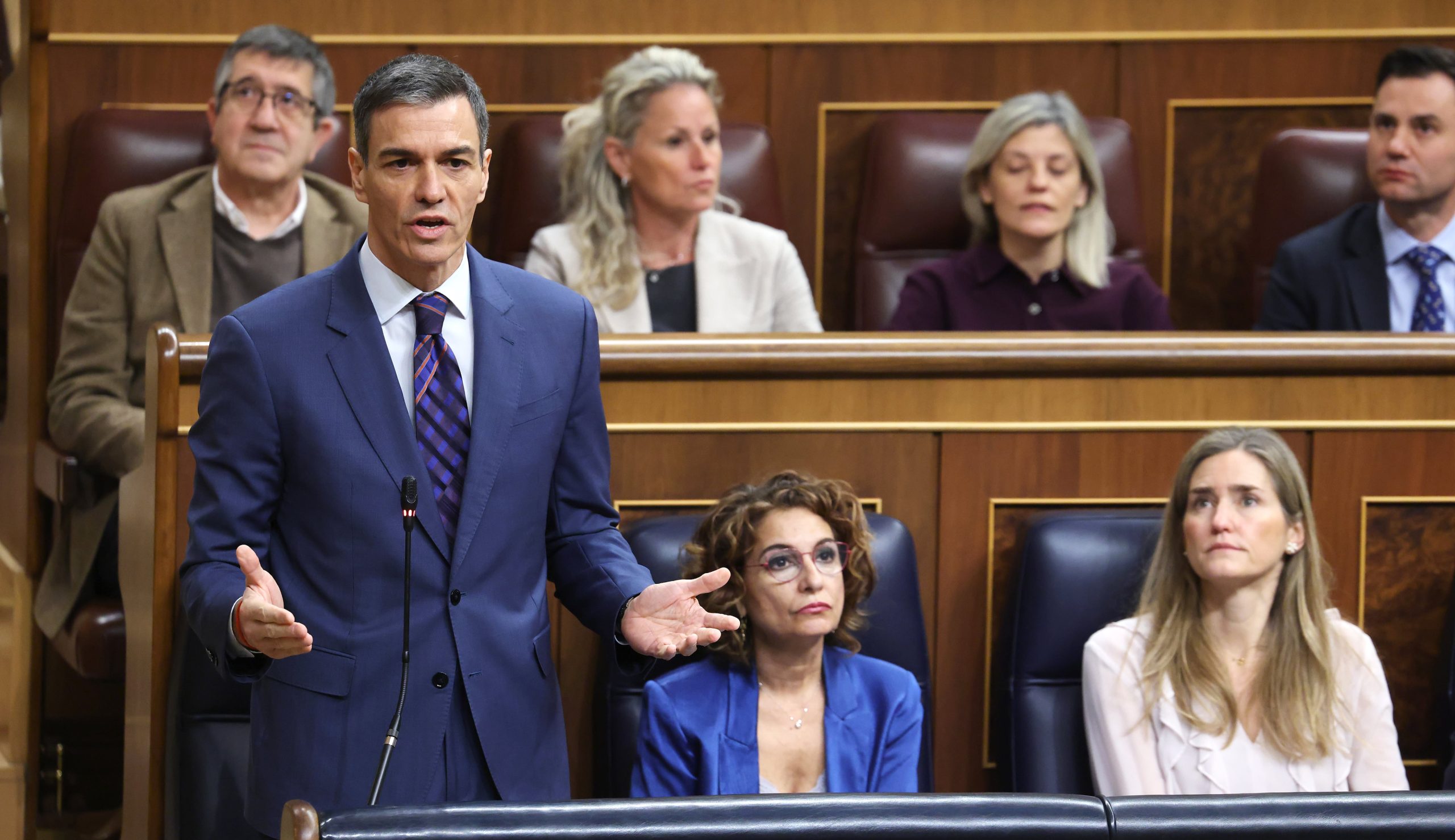 Pedro Sánchez, durante la sesión de control al Gobierno en el Congreso este miércoles.
