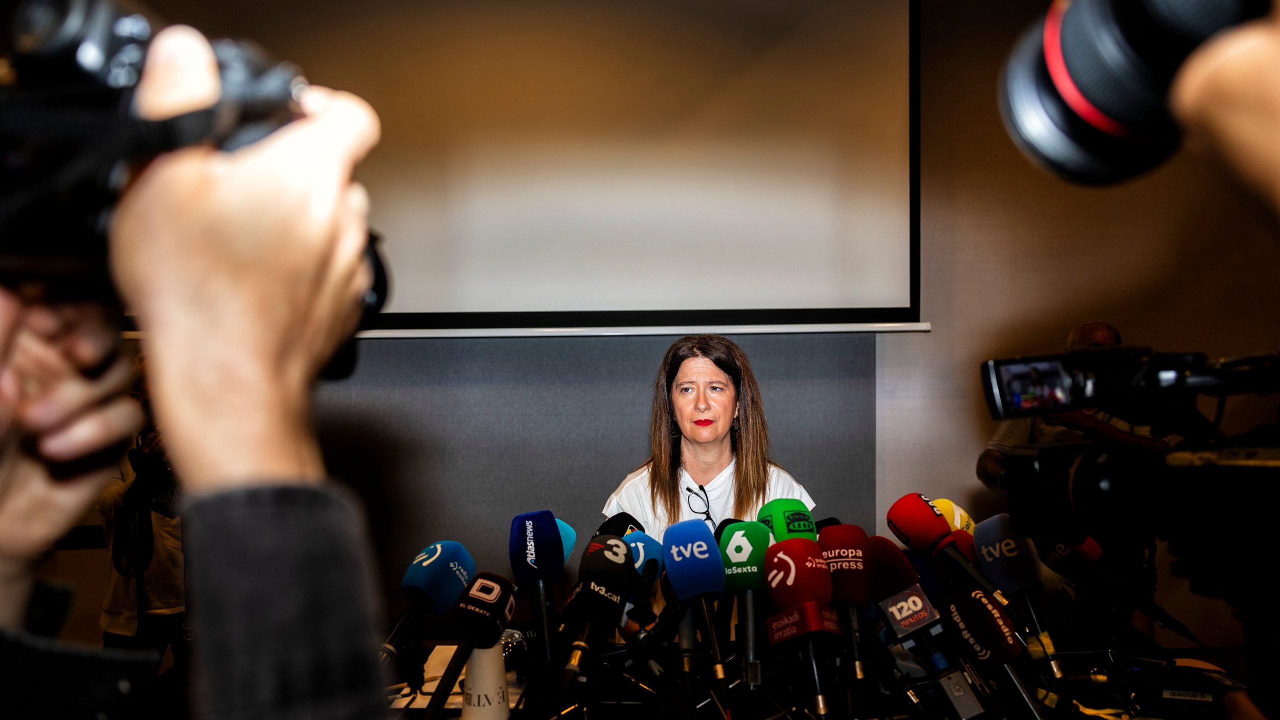 Rueda de prensa de Leire Díez en un hotel de Madrid en junio del año pasado. 