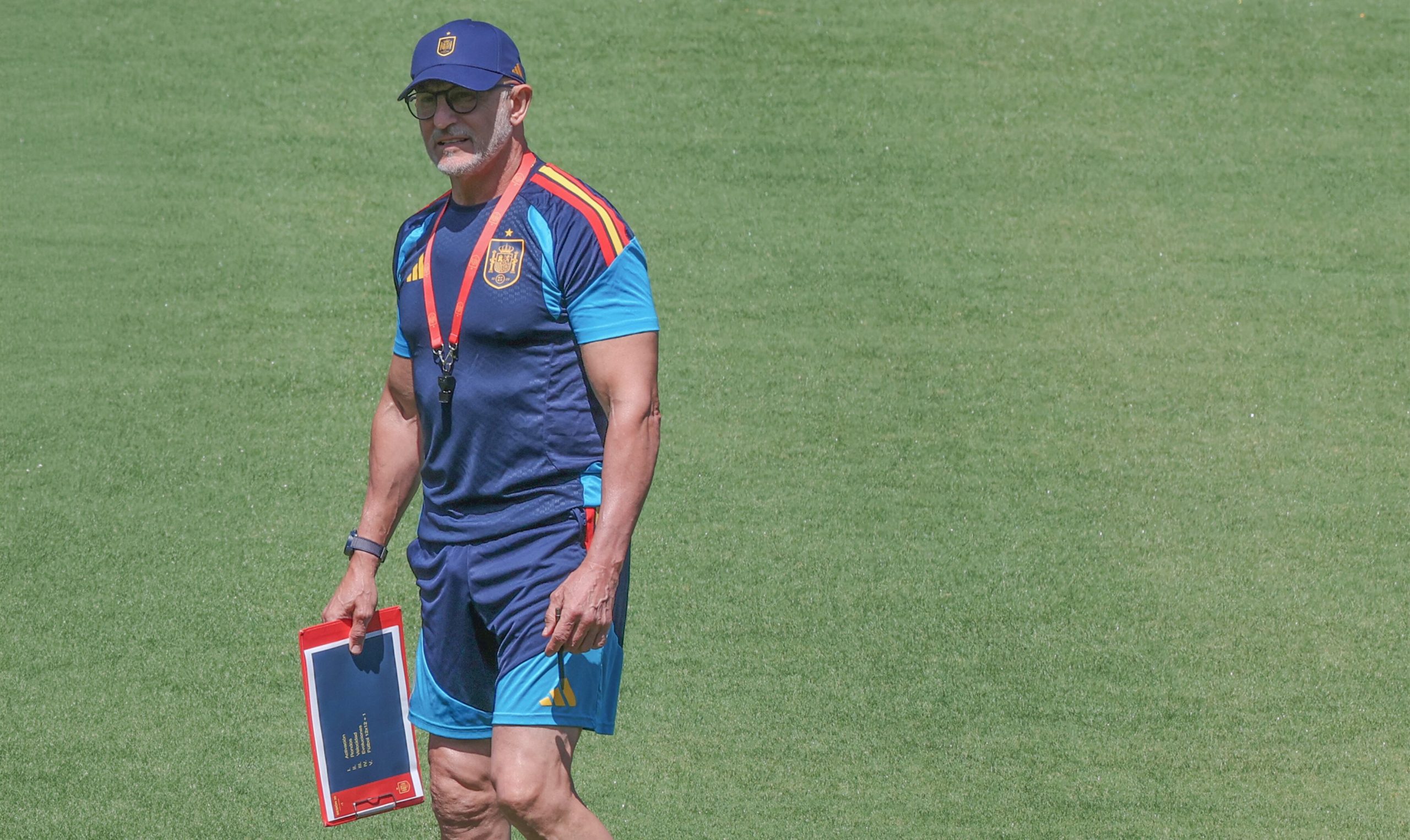 Luis de la Fuente, en el entrenamiento de España este jueves en Los Ángeles.