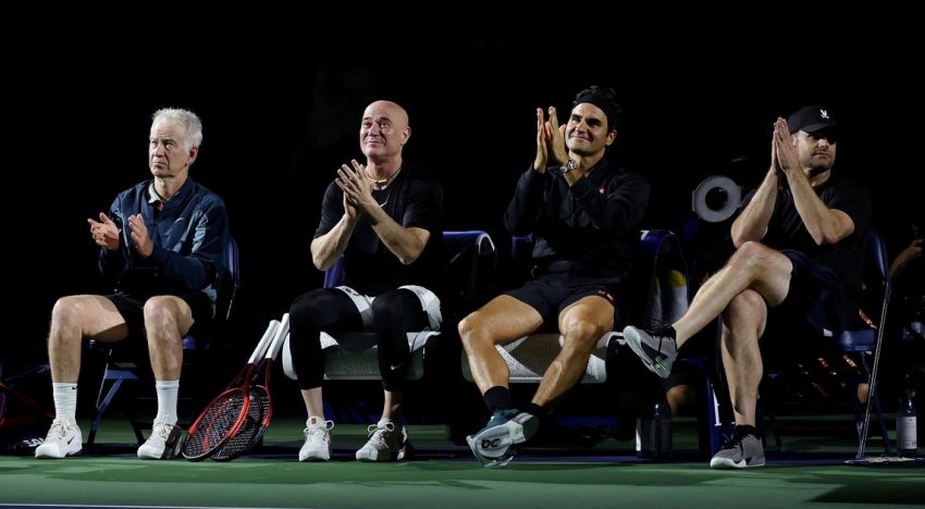 Roger Federer volvió al US Open: revivió el revés a una mano, se divirtió con Roddick, Agassi y McEnroe, y sus hijos disfrutaron en la tribuna