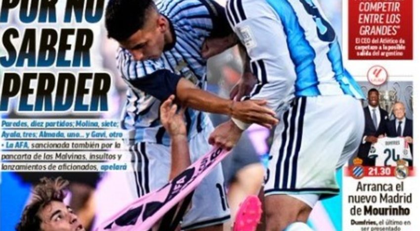“Duro castigo por no saber perder”: la lapidaria portada de Marca por las sanciones de la FIFA a la Selección Argentina