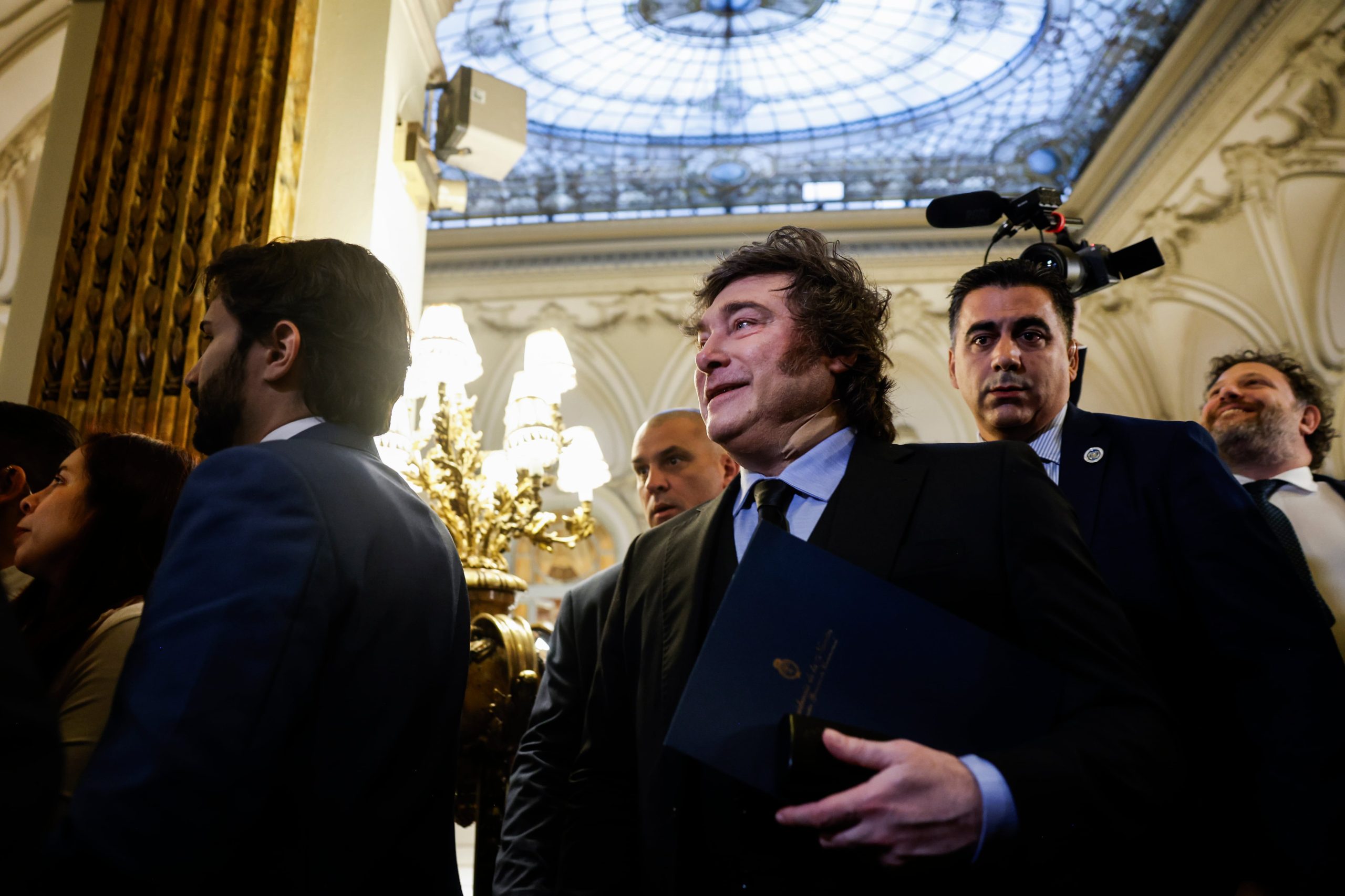 El presidente argentino, Javier Milei, este miércoles, en el Casino de Madrid. 