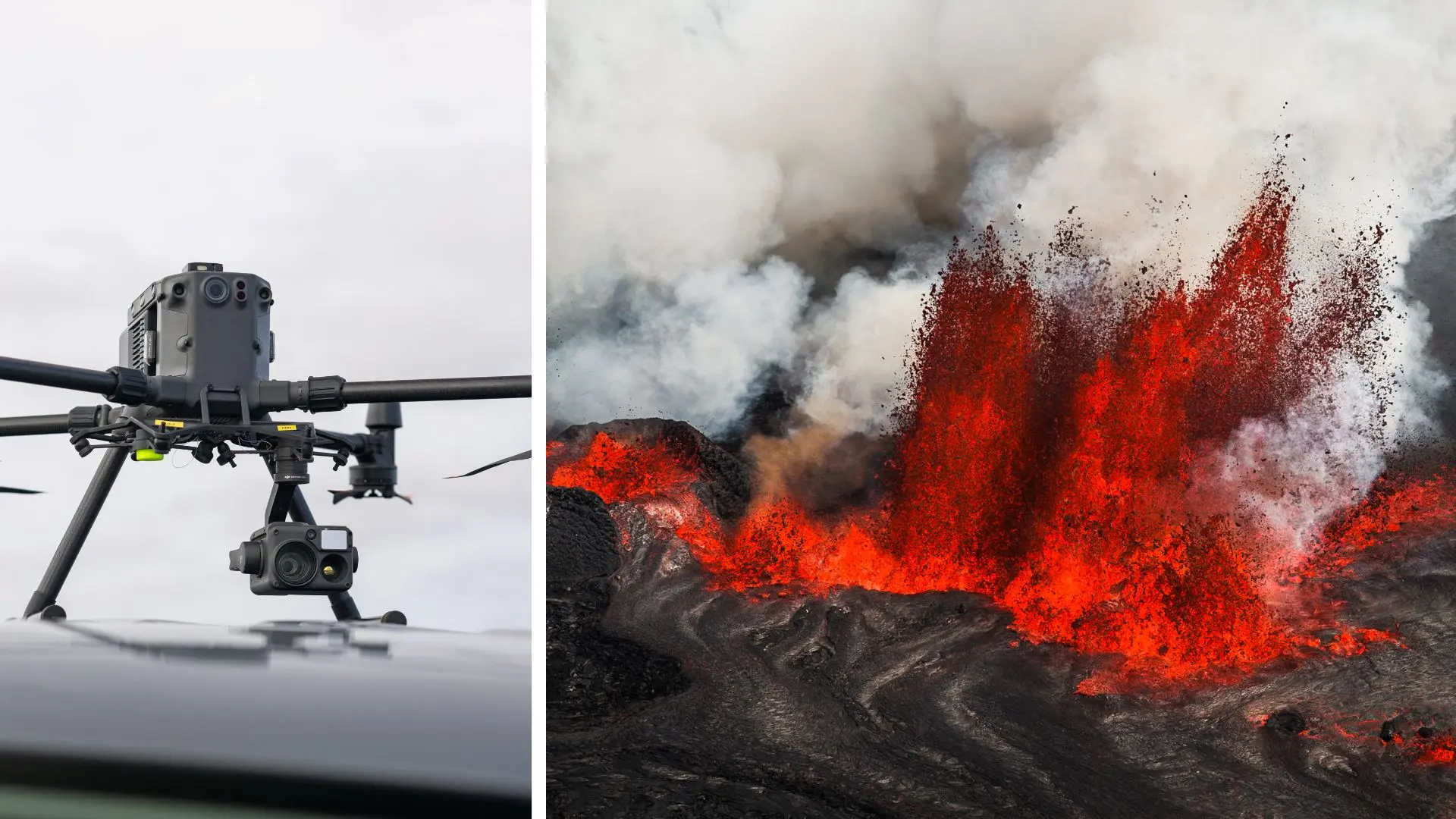 Las erupciones volcánicas son un problema en Islandia, así que están utilizando drones para espiarlas