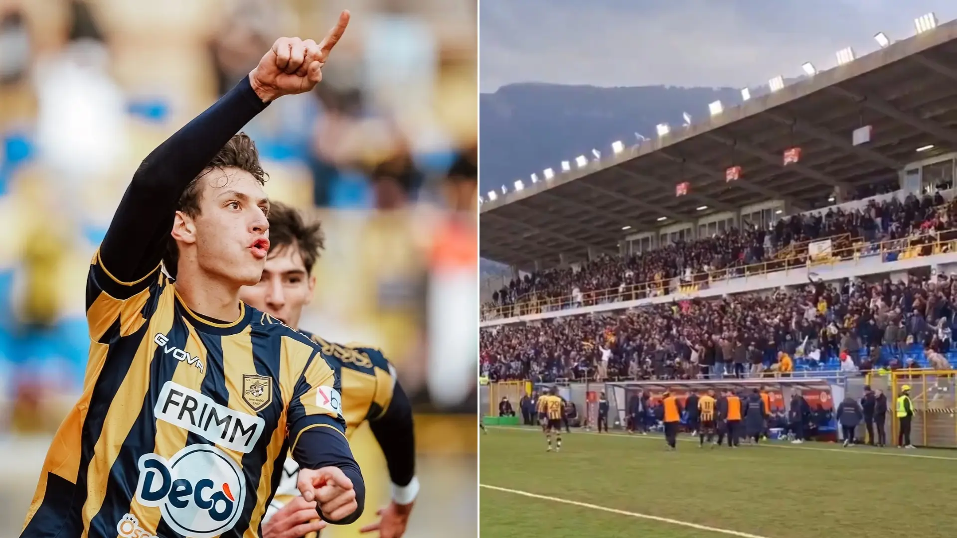 Polémica celebración de la hinchada de la Juve Stabia con el primer gol profesional del bisnieto de Mussolini