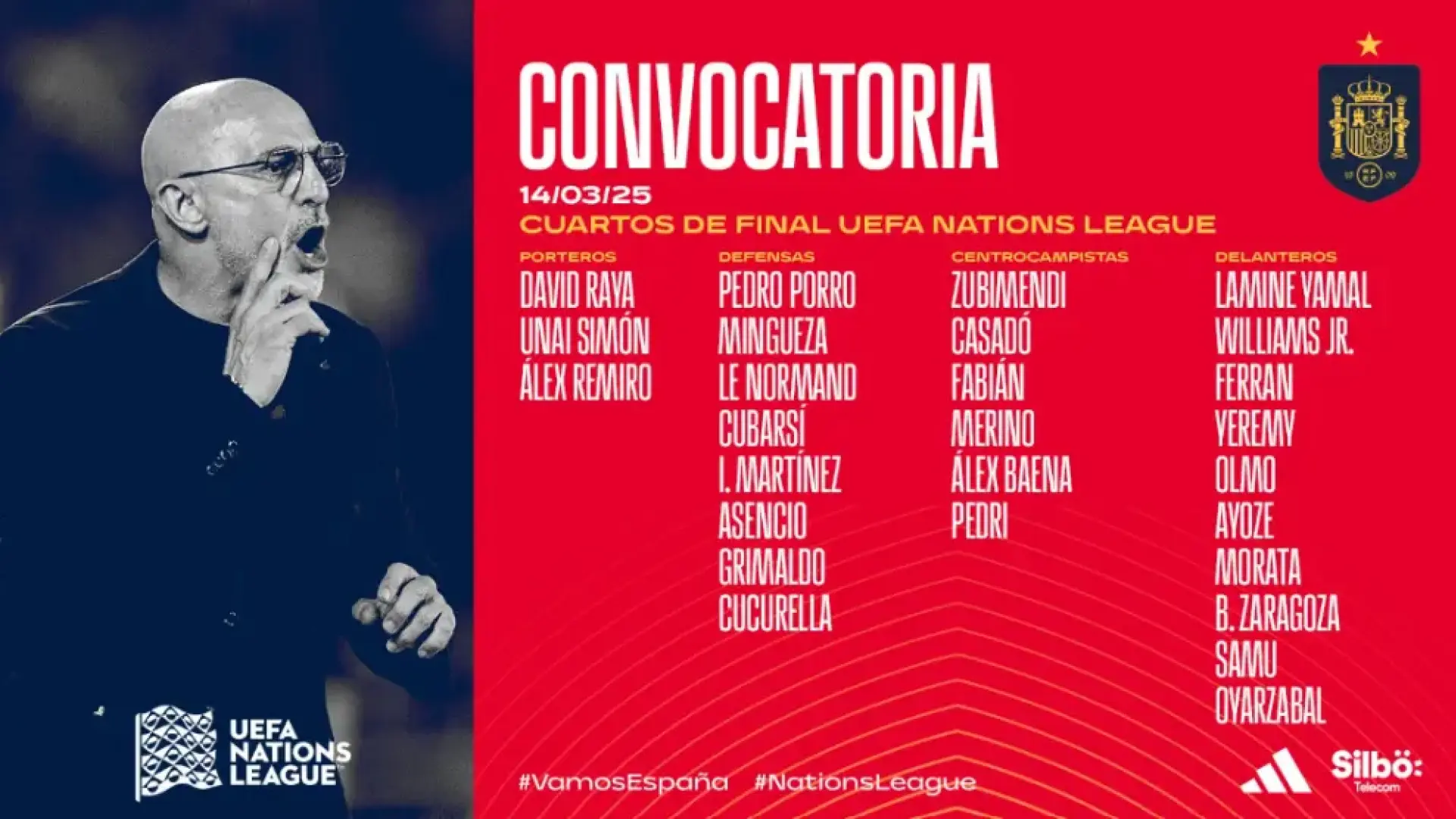 Lista de Luis de la Fuente, en directo: Raúl Asencio, la gran novedad de la lista de convocados para los cuartos de final de la Nations League