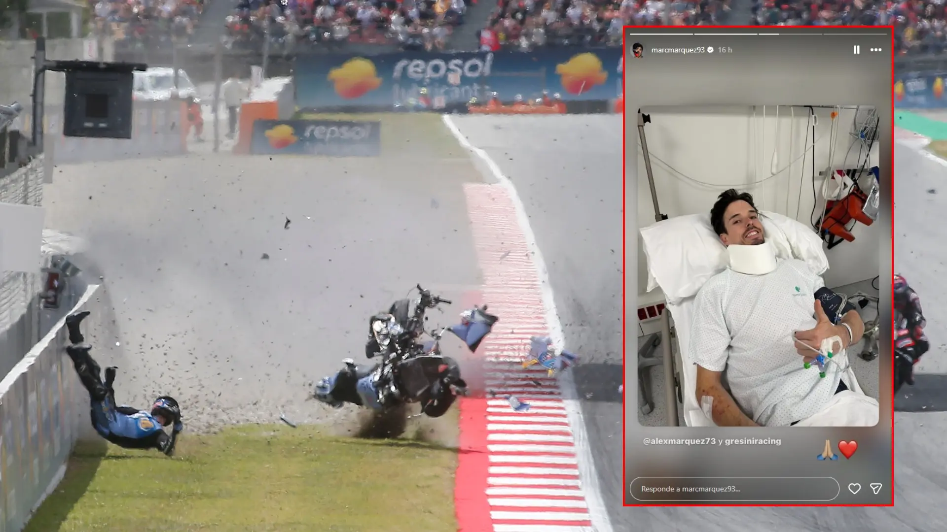 Marc Márquez, tras la aterradora caída de su hermano Álex: «Solo doy gracias»