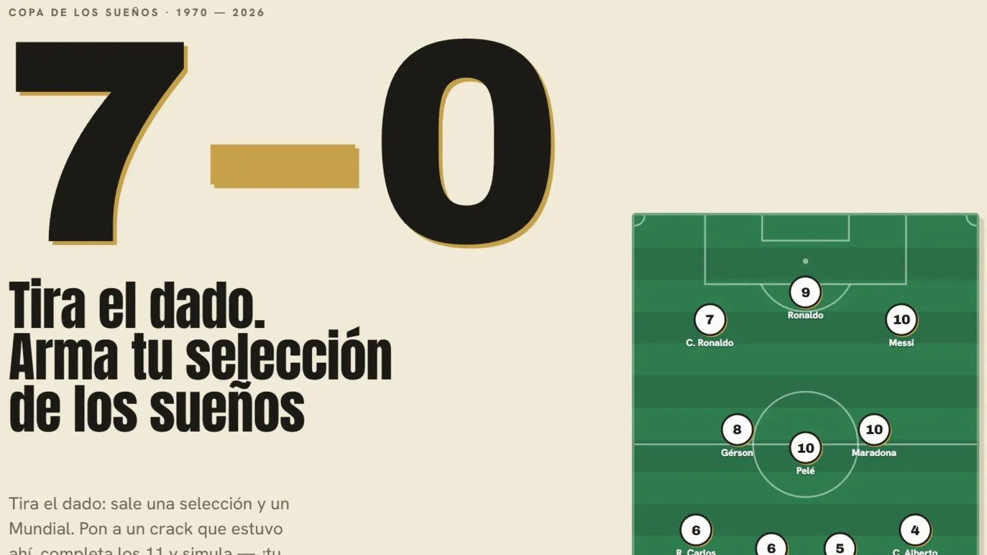 Así es '7 a 0', el videojuego online y gratis que arrasa antes del Mundial: puedes juntar en tu equipo a Pelé, Maradona, Cristiano, Messi…