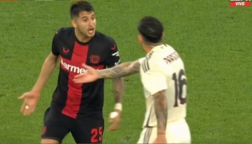 El duro cruce entre Paredes y Palacios en el choque por la Europa League entre Roma y Bayern Leverkusen: foul de atrás, enojo y reconciliación