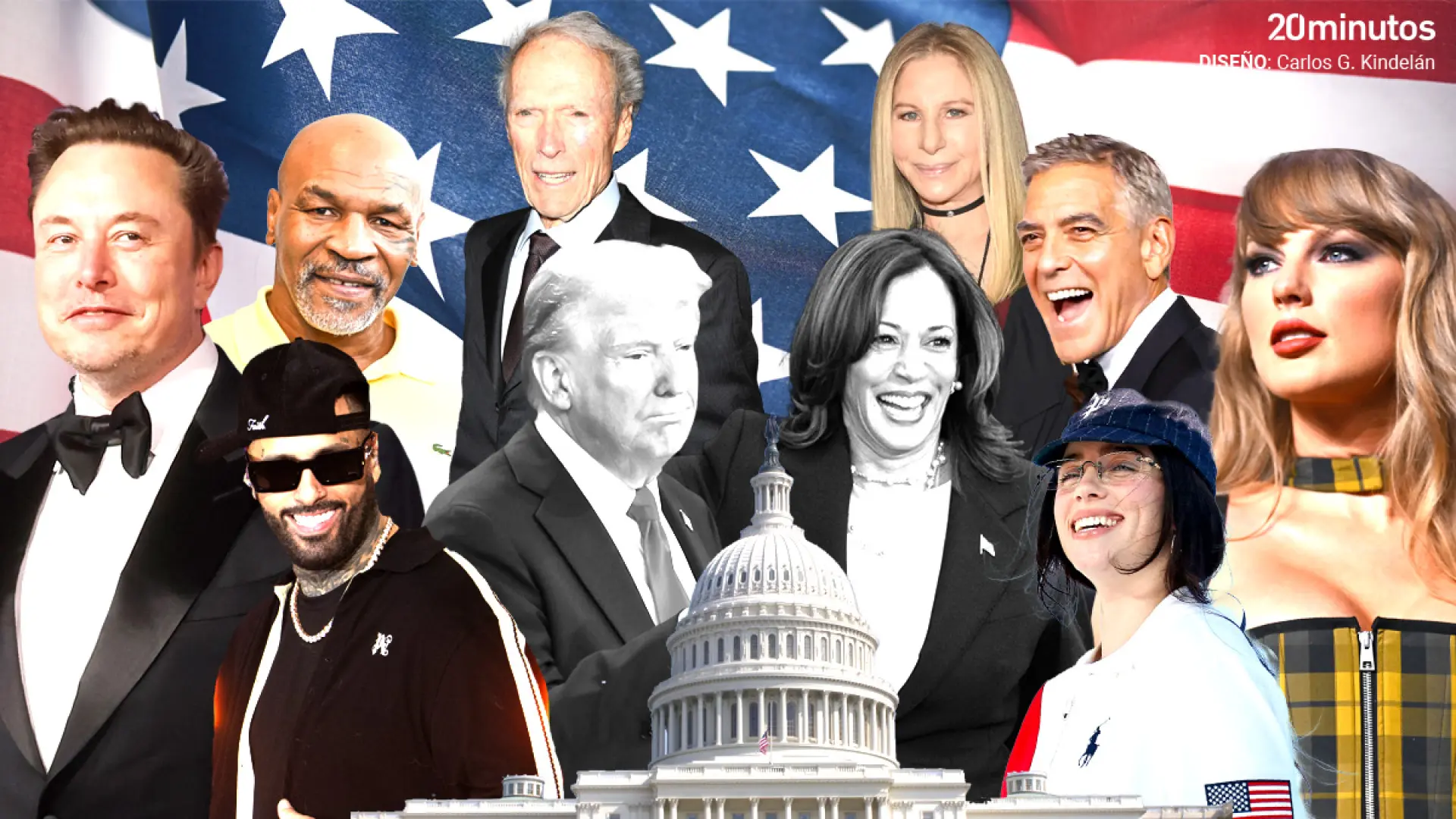 A quién apoyan los famosos en las elecciones de Estados Unidos 2024… ¿Donald Trump o Kamala Harris?