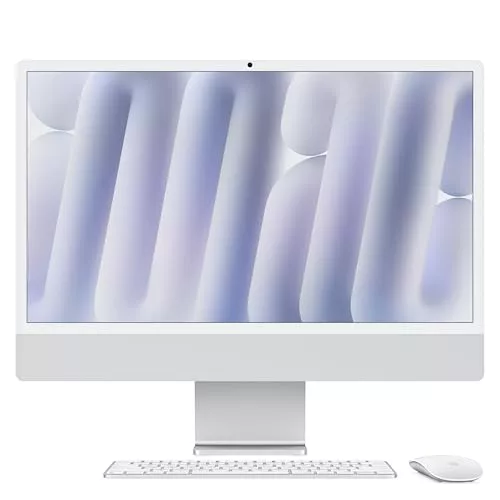 Apple iMac Ordenador de Mesa Todo en uno con Chip M4, CPU y GPU de 8 núcleos: diseñado para Apple Intelligence, Pantalla Retina de 24″, 16 GB de Memoria unificada, SSD de 256 GB - Plata