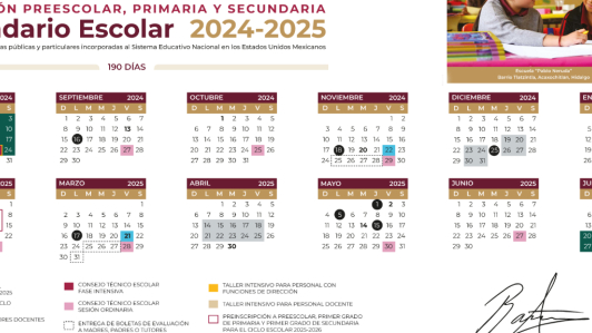 Calendario oficial SEP 2024-2025.