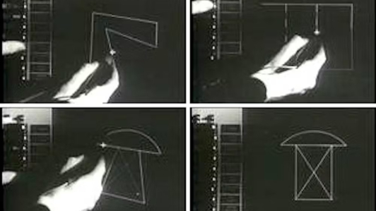 Ivan Sutherland demostrando cómo funcionaba el Sketchpad, en 1963.