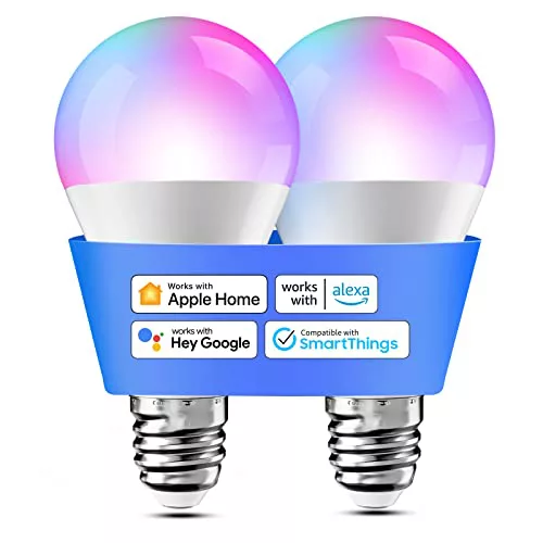 meross Bombilla Inteligente WiFi Alexa - Bombilla LED Multicolor Regulable, Mando a Distancia, 9W, E27, RGBWW 2700-6500 K, Compatible con Apple HomeKit, Alexa y Google Home