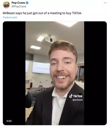 El YouTuber MrBeast estuvo en negociaciones con inversores para comprar TikTOk