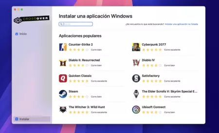 Crossover funciona como una tienda de aplicaciones de Windows en Mac