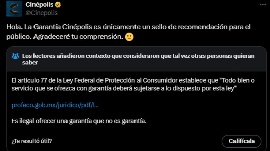 Cinépolis respondió a sus clientes.