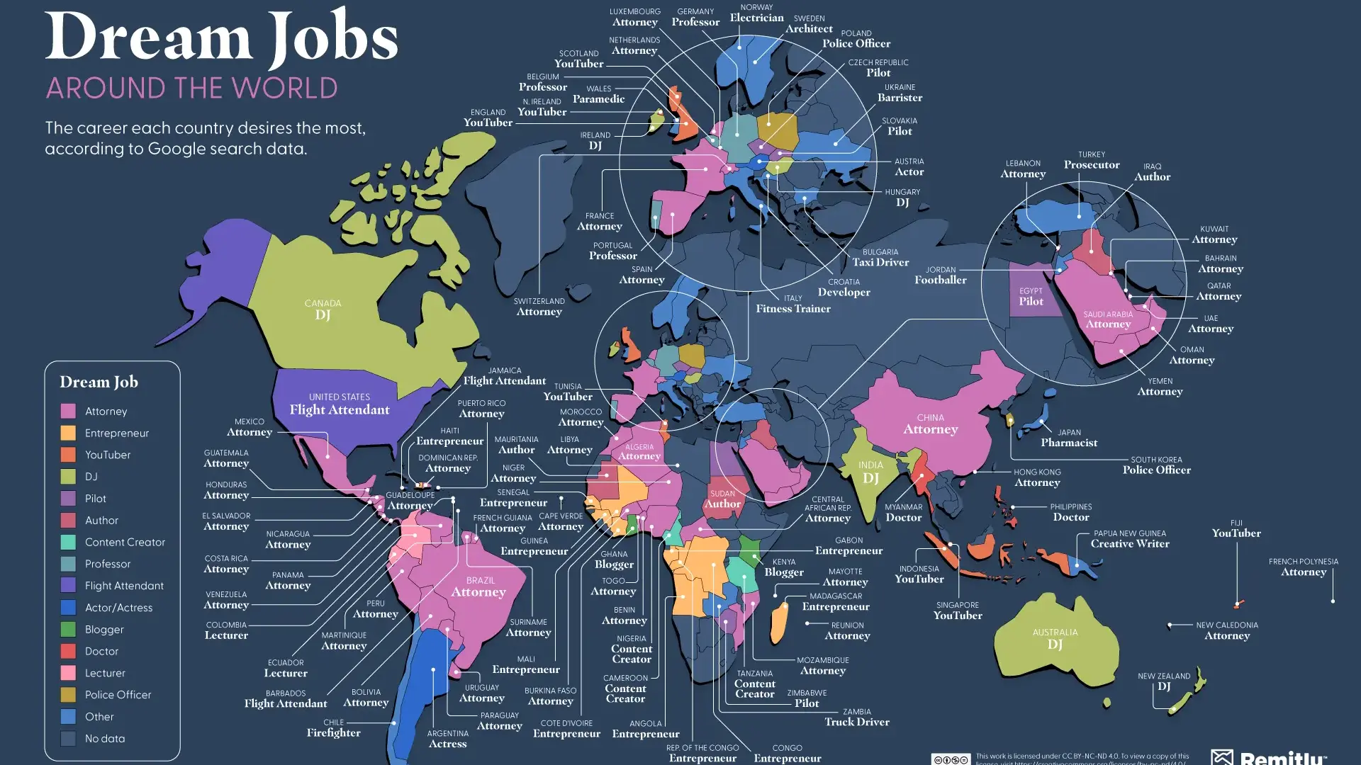 El mapa de las profesiones más deseadas del mundo: estos son los empleos populares según las búsquedas de Google