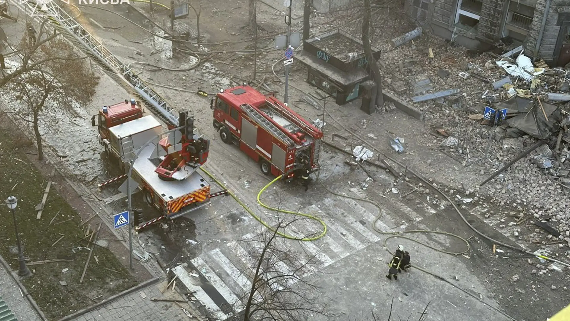 Un ataque masivo de drones rusos en zonas residenciales de Kiev en Nochevieja deja dos muertos y seis heridos