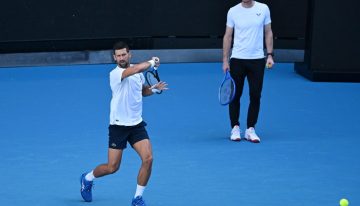 Novak Djokovic y su primer entrenamiento con Andy Murray como coach en el Abierto de Australia: le ganó un set a Carlos Alcaraz