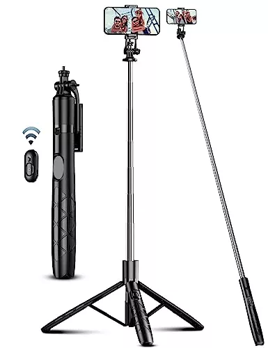 180cm Trípode para Movil, Palo Selfie Tripode con Control Remoto Desmontable para Teléfono Móvil, Soporte de Trípode de Teléfono Compatible con iPhone/Samsung/GoPro/Cámara