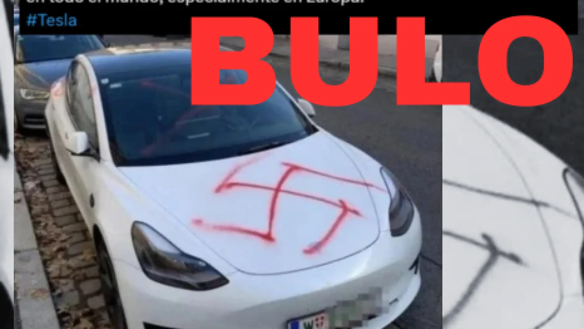 Esta imagen de un Tesla con una esvástica en Viena no es actual, es de 2023