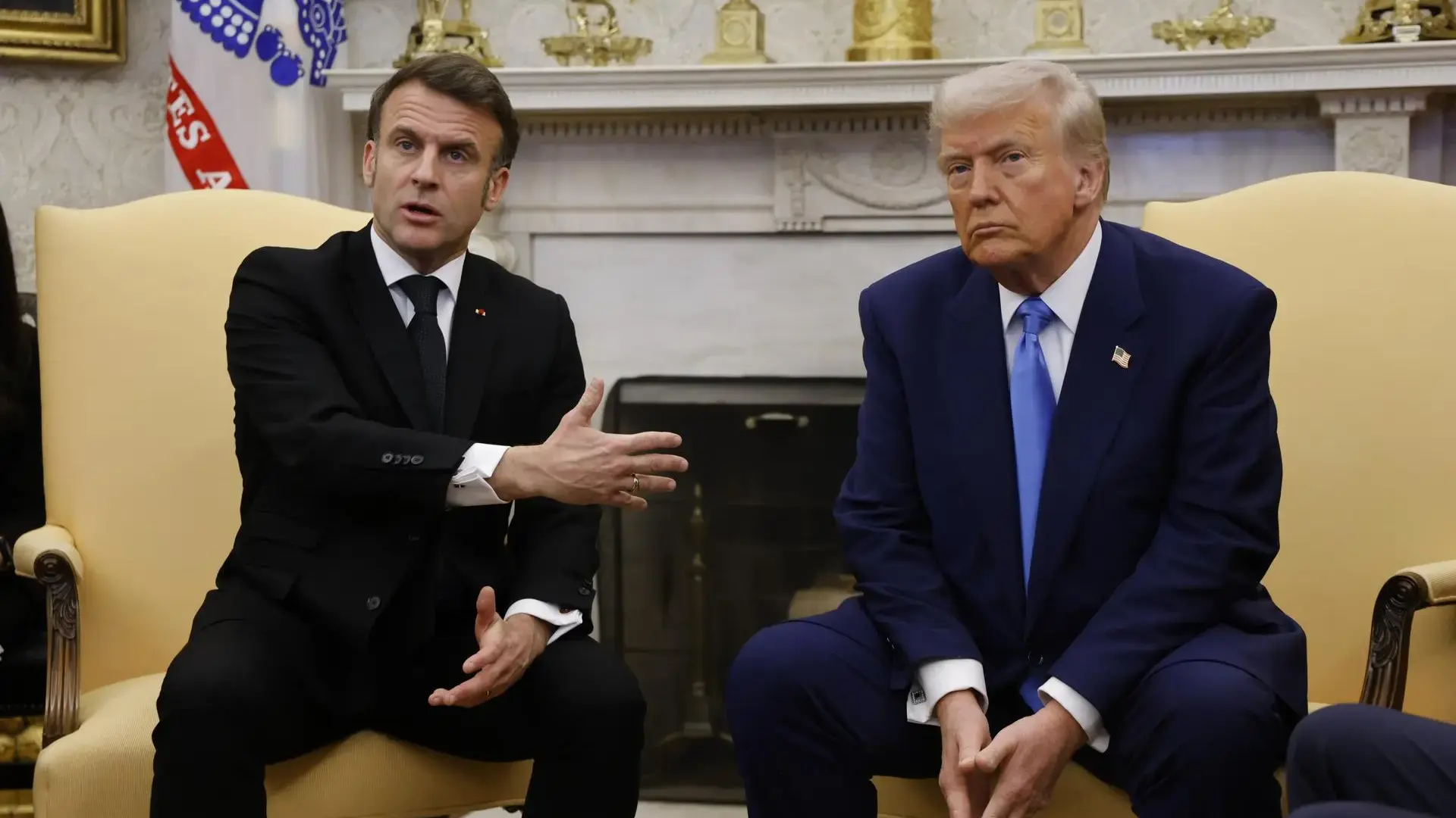 Macron 'corrige' a Trump y trata de marcar territorio para la UE en Washington